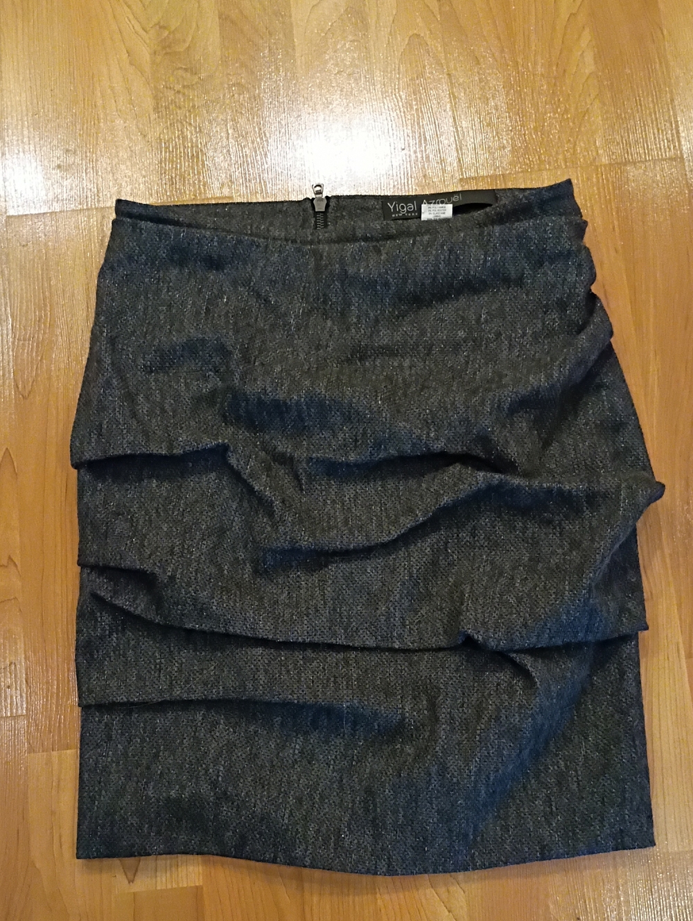 Yigal Azrouel Charcoal Tiered Ruffle Pencil Skirt